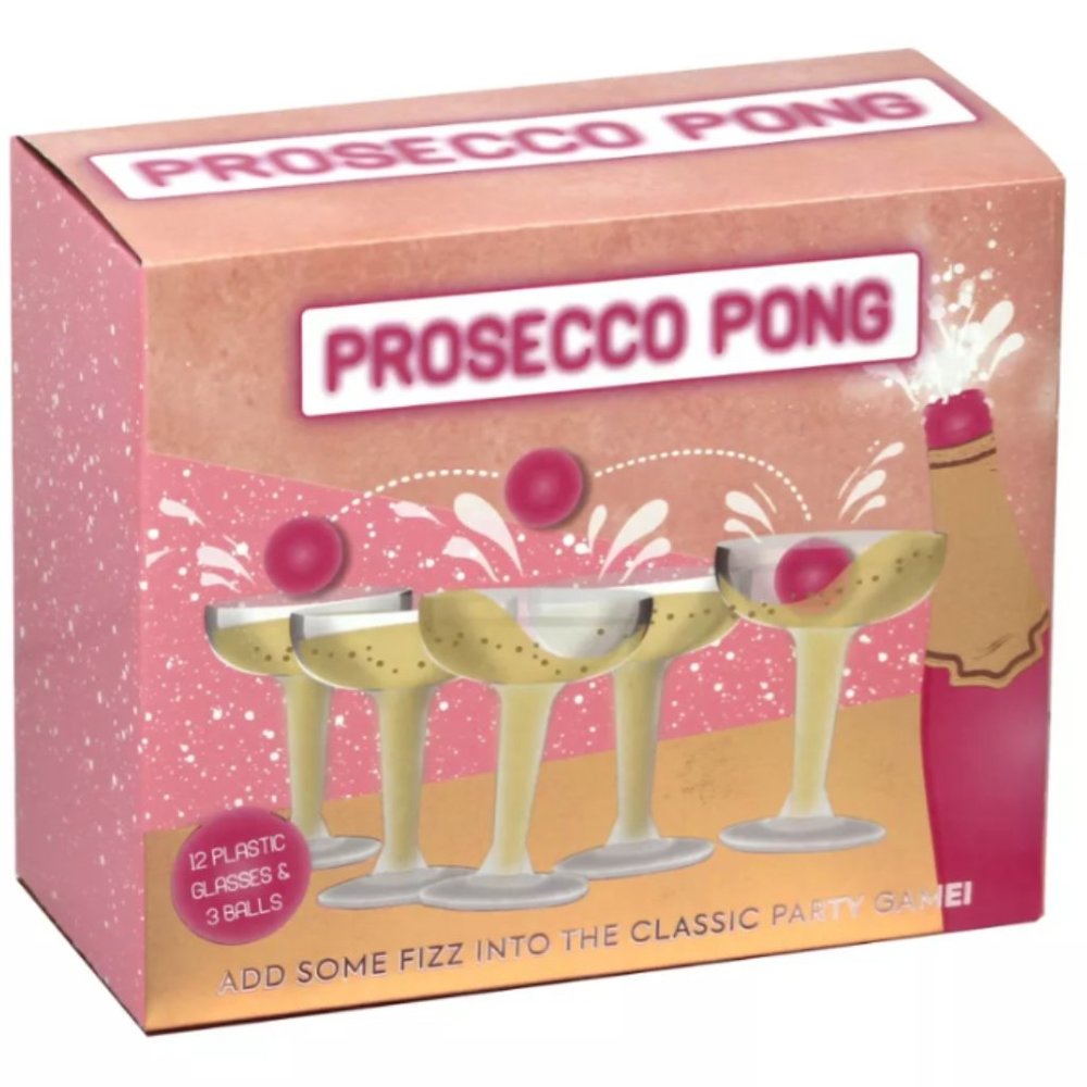 Table Fun Prosecco Pong Set with 12 Glasses & 3 Ping Pong Balls